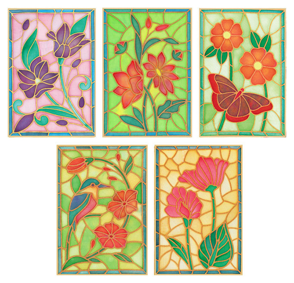 Pack of 5 Assorted Gutta Outlines - Stained Glass Pack